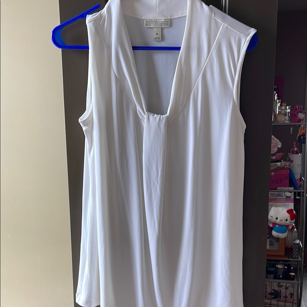 Dana Buchman White Sleeveless Blouse
